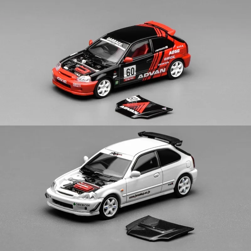 MH 1:64 Honda Civic TYPE R (EK9) Simulation Alloy Car Model, Boys' Holiday Gift Toy, Adult Collection Decoration Item.