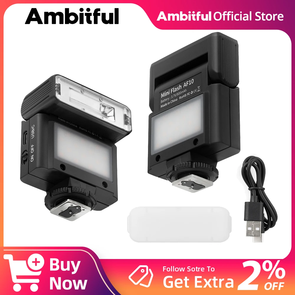 AMBITFUL AF10 Mini Câmera Flash Speedlite Lanterna On-top Para Sony Canon PENTAX Nikon FUJIFILM OLYMPUS