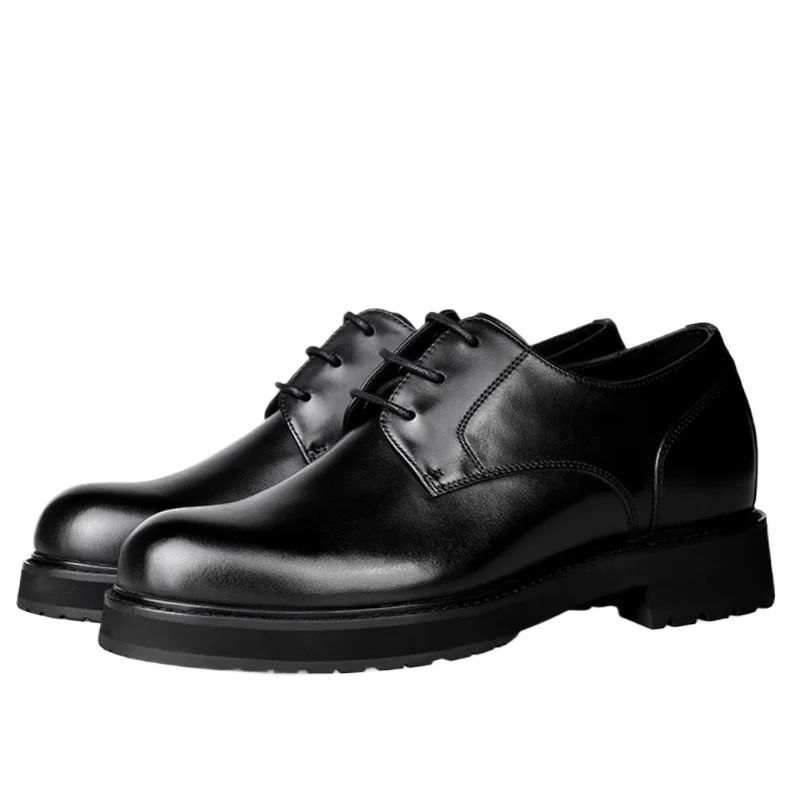 

Мужские свадебные туфли дерби из натуральной кожи, сшитые вручную, из воловьей кожи, нежные, мягкие, удобные, повседневные, мужские туфли на толстой подошве