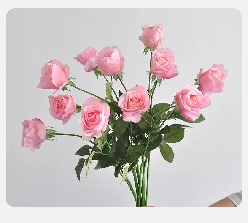 5 Stück feuchtigkeitsspendende Rosen mit echter Haptik, künstliche Blumen für die Heimdekoration, künstliche Rosen für Brautsträuße, Hochzeitsdekoration, Floristik – Detail 11