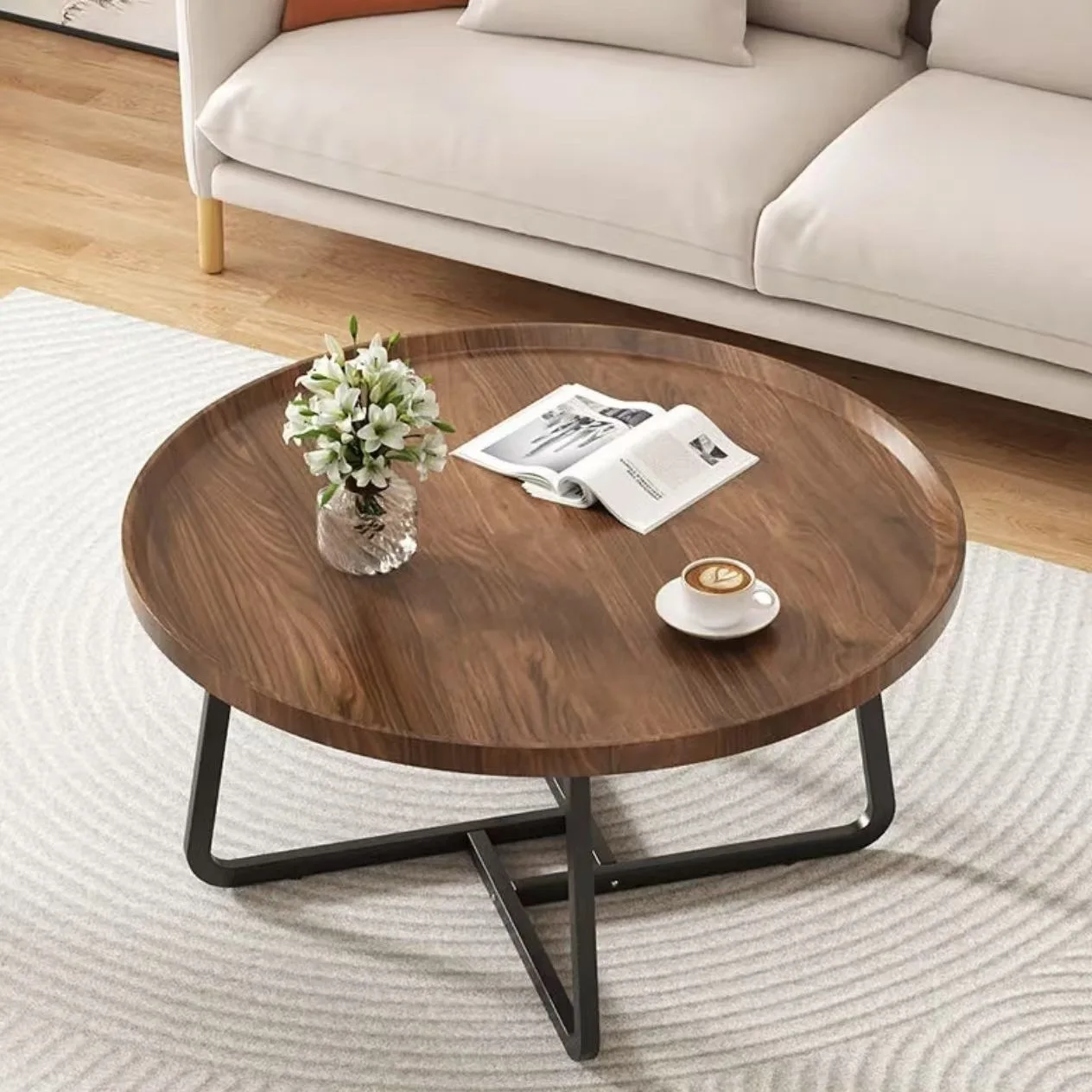 Round coffee table, table, coffee table, living room, small home layout, combination coffee table