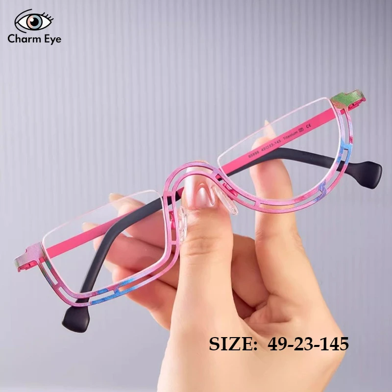 Color Dopamine Niche Myopia Glasses Frames Men Women Ultra Light Pure Titanium Half Frame High-quality Customizable Prescription