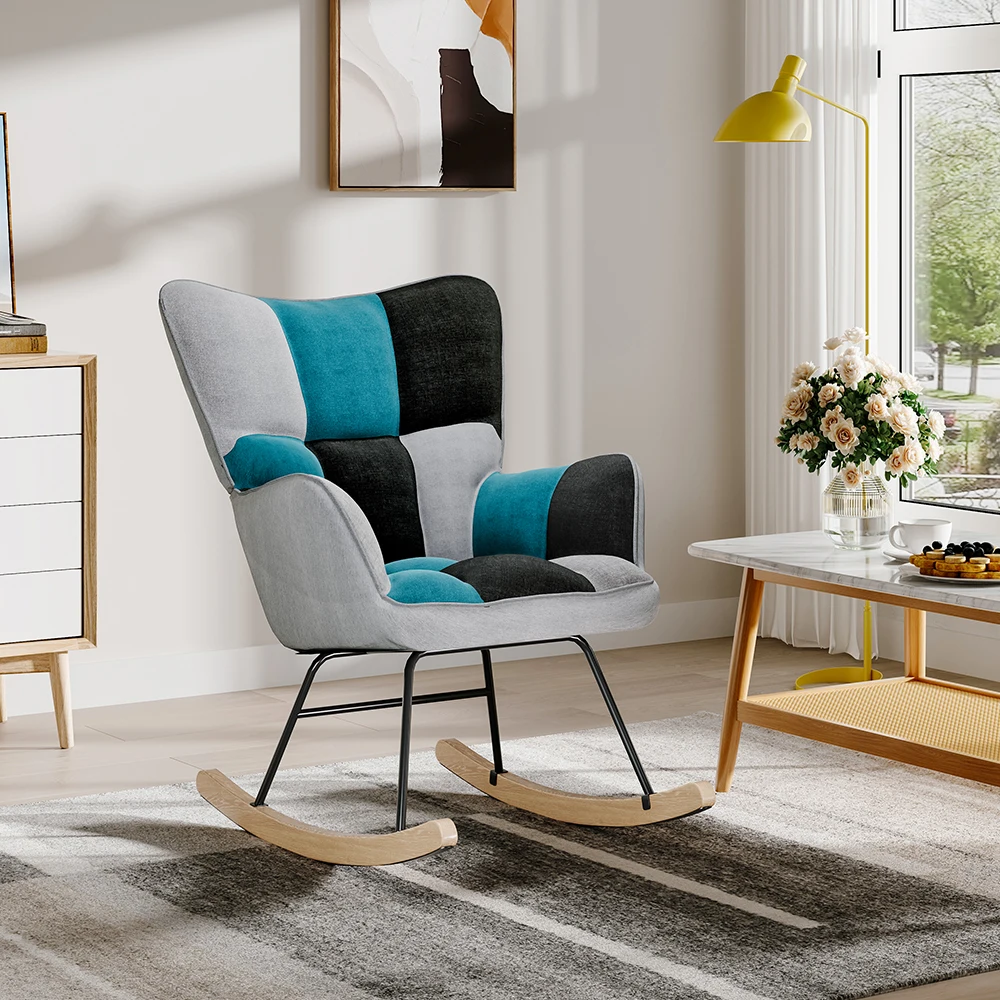 Modern Tufted Upholstered Rocking Chair for Living Room