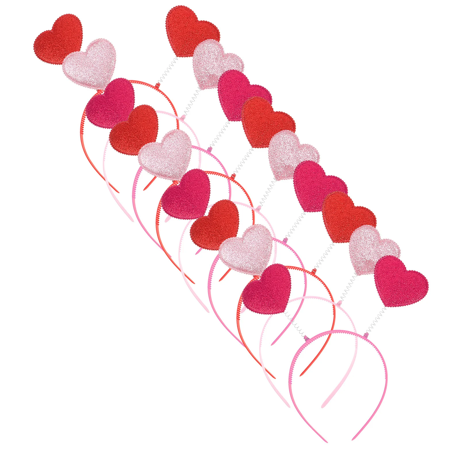 

9pcs Heart Headband Red Glitter Love-Shaped Valentine'S Day Hair Accessories For Women Wedding Party Spa Birthday Festival Dress