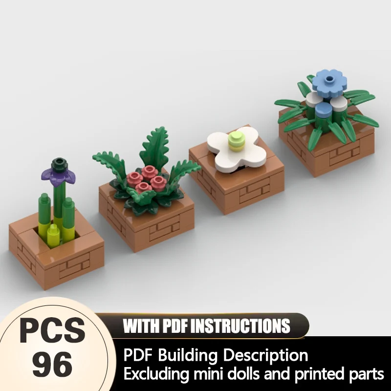 

Creators Animal Series Model MOC Building Bricks 4-Pack Desk Plant Set Modular Technology Gifts Holiday Assemble Children Toys