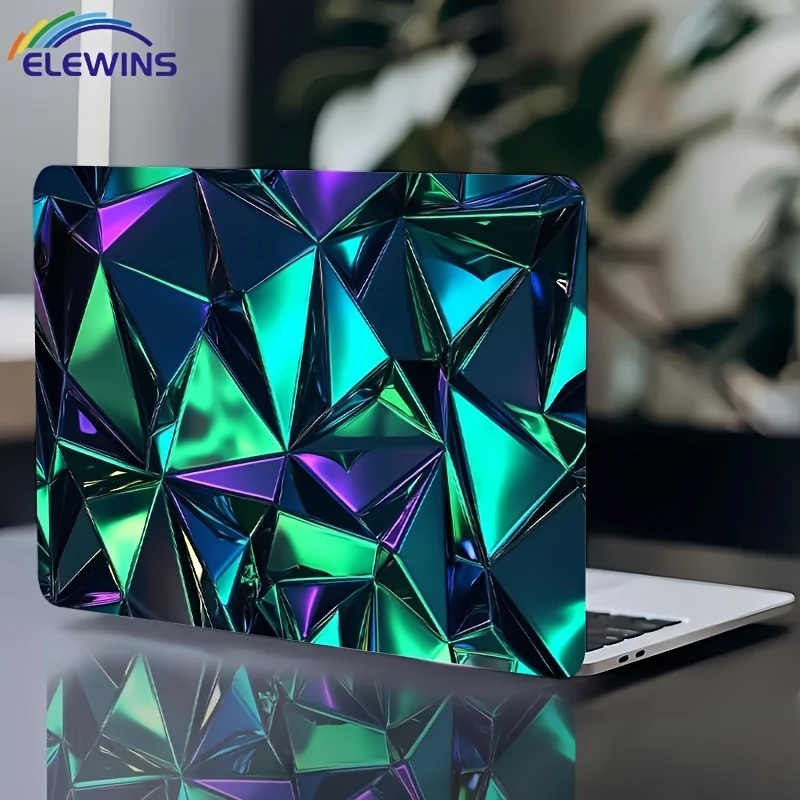 2-Pack Laser Diamond Pattern Laptop Light Beige Sticker, Self-Adhesive Art Sticker, Waterproof and Scratch-Resistant, Suitable