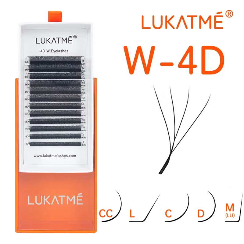 LUKATME W Shape 4D Eyelash C/CC/D/M/L Curl Bloom Premade 4D Fans Eyelash Extensions Light Volume W 4D Mink Lash