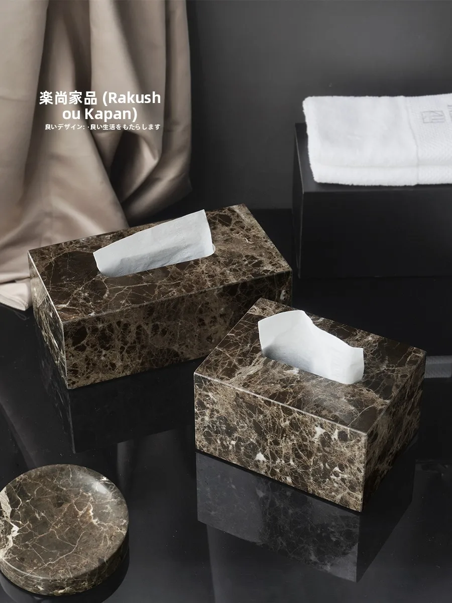 

Luxury Batoom Five-Piece Set Marble Soap Di Toilet Paper Box Aromatherapy Bottle Waing Basin Soft Home Decor Accories