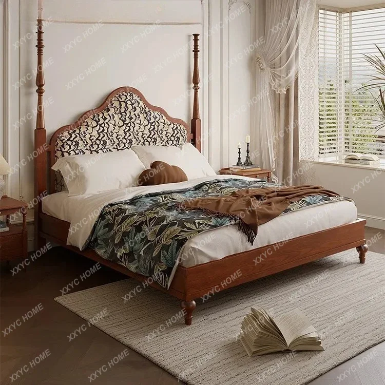 DD Ash wood solid wood bed 1.8 meters master bedroom double bed high-end  retro wind bed