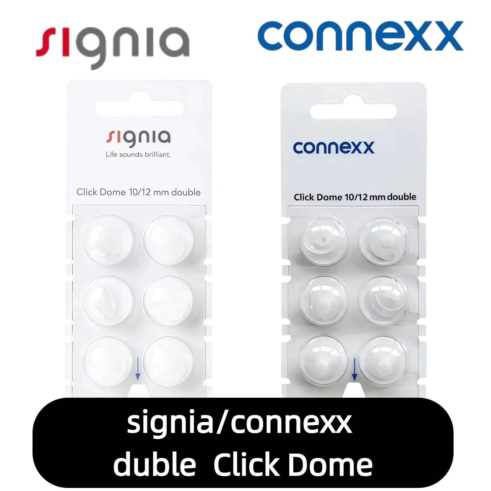 6Pcs Signia Click Connexx Sleeve Double Closed Silicone Ear Domes – Original for CIC/ITC/RIC Hearing Aids