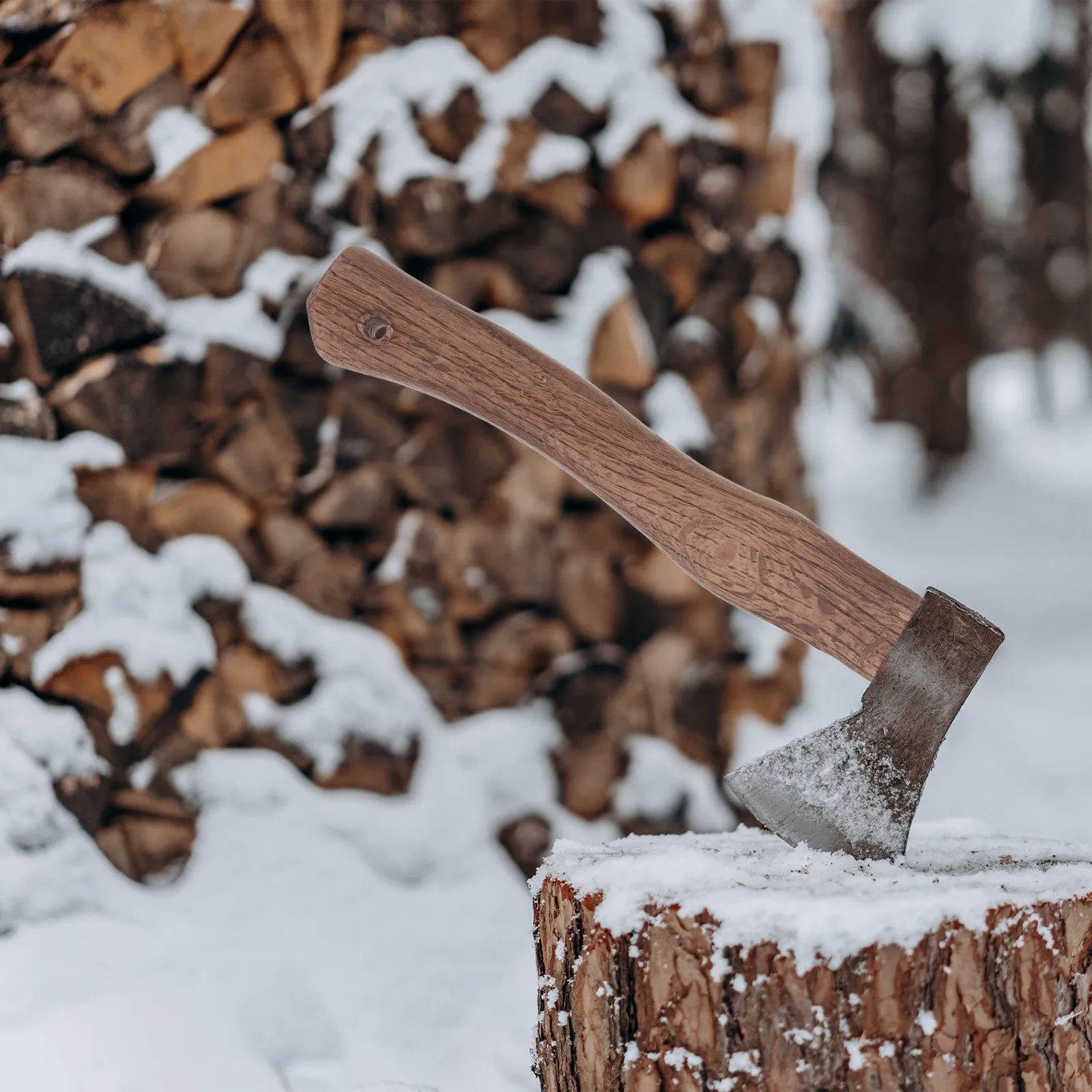 27Cm Carbonized Qiangang Wood Axe Handle Replacement for Woodworking Tiger Head Ergonomic Grip Hatchet Camp Axe Wooden Handle