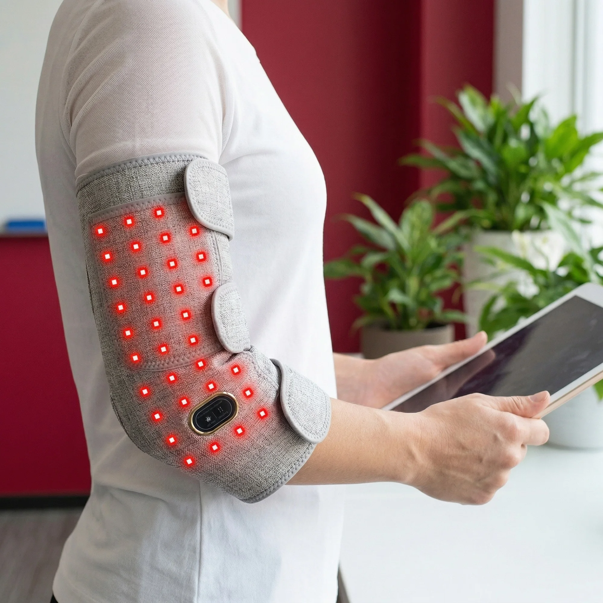 660&850nm Red Light Heating Massage Pad for Elbow Brace Joint Fatigue Relief Near Infrared Light Devices Pad Relief Relax Muscle