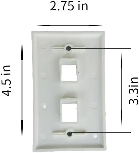 2 Port Keystone Wall Plate (10-Pack), Single Gang Wall Plates for RJ45 Keystone Jack and Modular Inserts, White