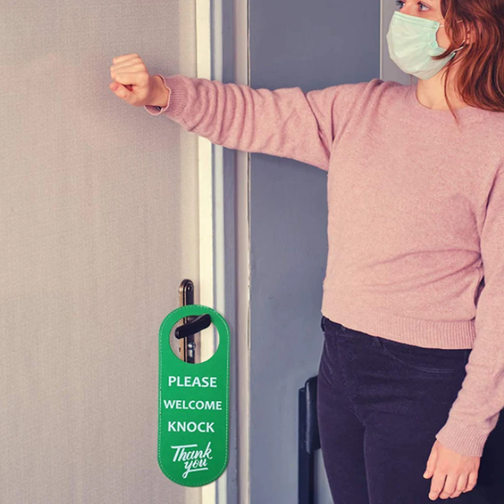 علامة شماعات باب جلد صناعي ، لا تزعج ، الاجتماع قيد التنفيذ ، مثالية للنوم ، علاج سبا #6