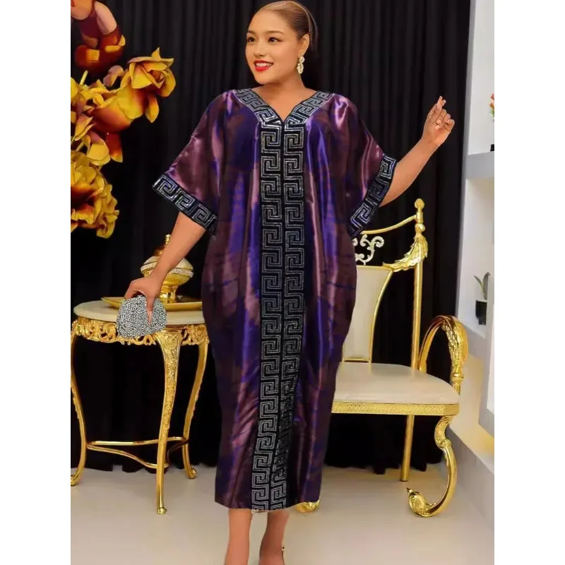 

Индивидуальные африканские платья для женщин, длинное платье с вышивкой Bazin Riche и шарфом