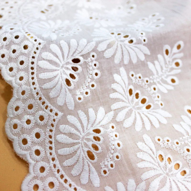 Width 20cm Off white Cotton Embroidery Lace Cloth Cotton Cloth DIY Clothing Accessories Curtains Material SC210