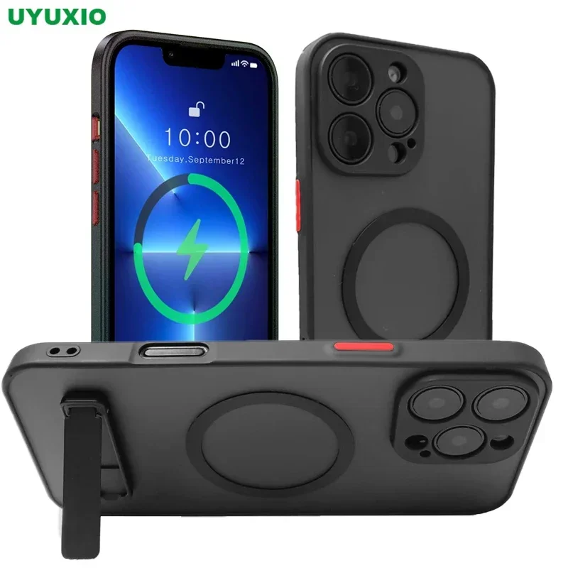 Magnetische Handyhülle mit Ständer für iPhone 17 Pro Max Air 16 15 14 13 12 11 Hüllen mit Halterung Rückseite mit Ständer