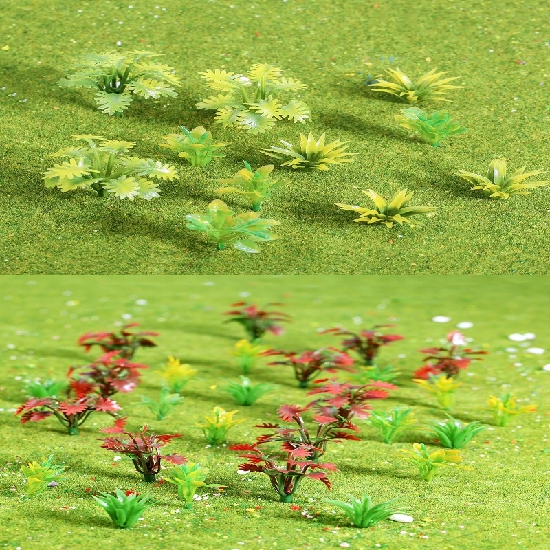 90pcs 미니 모델 나무 기차 풍경을위한 녹색 관목 부시 모델 철도 모래 군사 레이아웃 공원 정원 장면