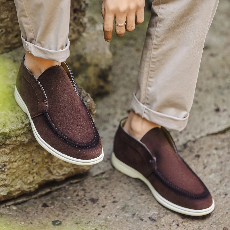 Fashion Men's Loafers Luxury Suede Leather Men Casual Shoes 2025 New Comfortable Driving Shoes Men Flat Sneakers Plus Size 39-48