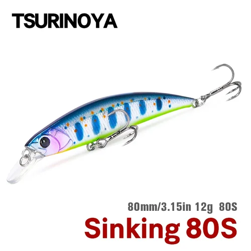 Imagen 2 del producto TSURINOYA 80S 12g señuelo de pesca de pececillo hundido DW96 8cm trucha grande Lucio Rockfish cebo duro Jerkbait agua dulce Wobbler de agua salada