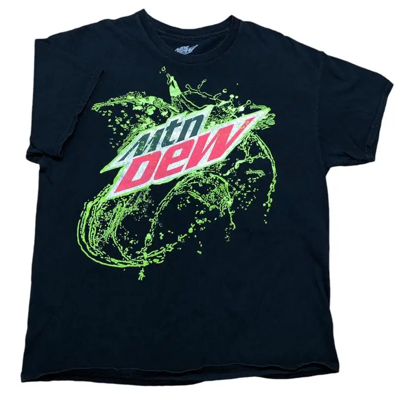 Mountain Dew T Shirt Mens Tag XL Black Textured Graphic 2014