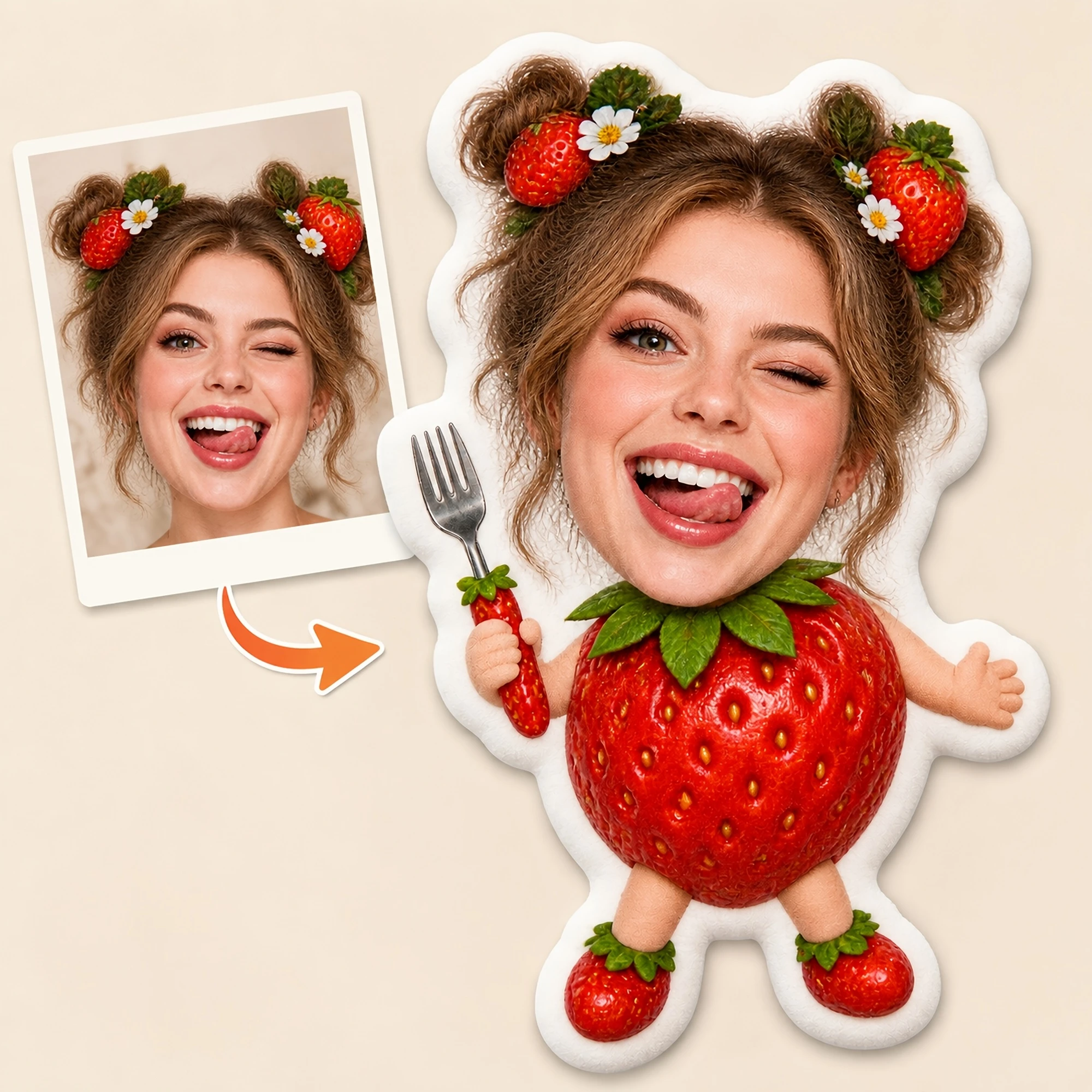 1pc Custom Double-Sided Printed Creative Funny Irregular Strawberry Shaped Throw Pillow, Playful Decor for Bedroom Sofa And Part