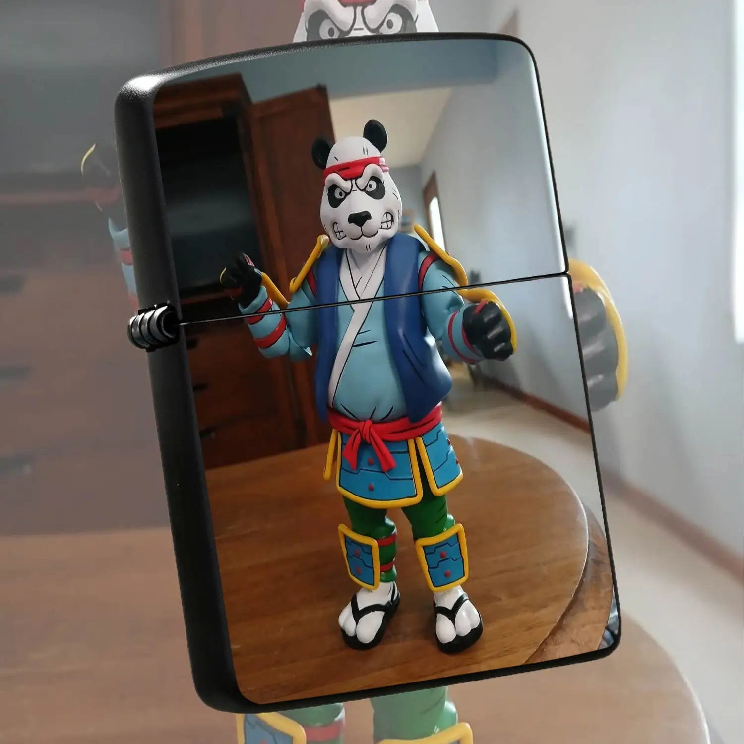 Creative Panda Samurai Character Lighter Retrothemed Decorative Portable Lighter Ideal For Daily Carry Outdoor Usegifting Scenes Unique Fun Accessory For Anime Fans A Humorous And Interesting Lighter