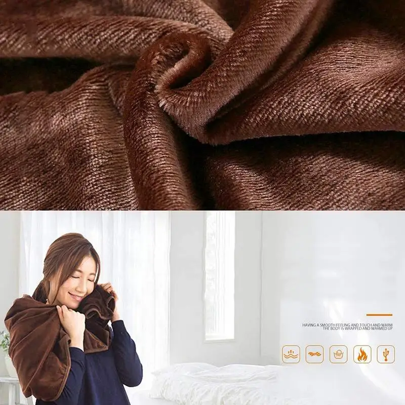 USB Electric Blanket Warm Heated Shawl 3 Heat Settings With Timing Function Electric Heating Blanket Wearable Soft Heating Blank