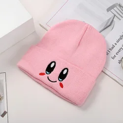 Kirby Knit Hat Cartoon Embroidered Benie Cap Cute Unisex Warm Stretchy Hats Christmas Gift for Adult Kids Outdoor Thermal Caps