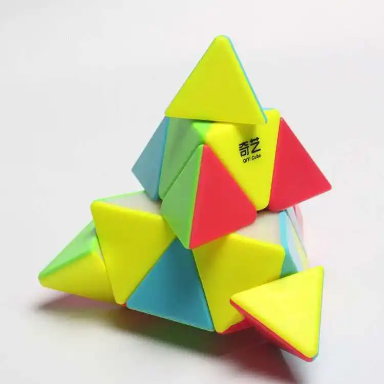 Speed Cube 3X3X3 Pyramid Stickerless Triangle Puzzle Smooth Easy Turning Sensory Quiet Fidget Toys For Kids Boys Girls