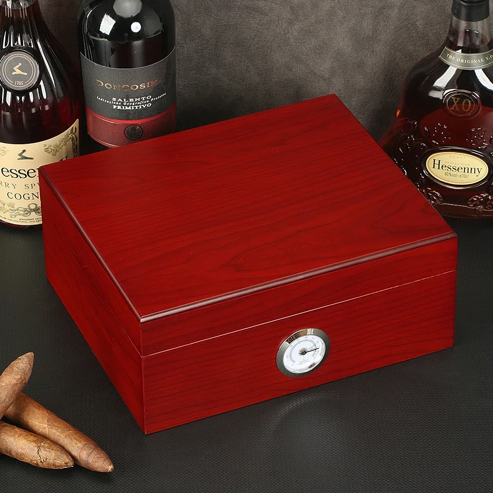 Cedar Wood Cigar Humidor With Humidifier Sharp Blade Cigar Cutter Ceramic Ashtray Leather Cigar Case Smoking Set