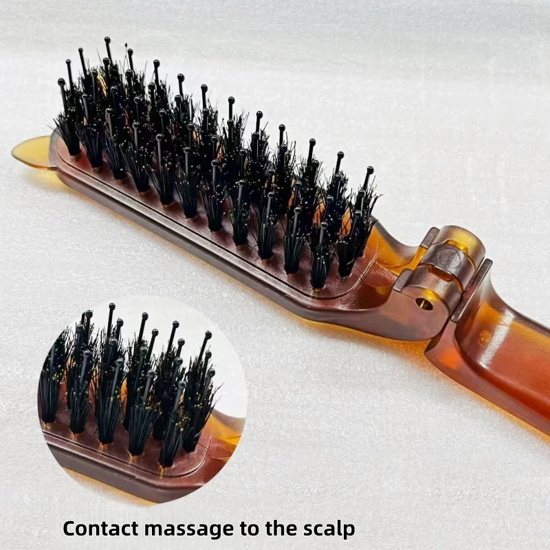 【Logo Custom】50Pcs Customized Exquisite Amber Folding Comb for Carrying and Organizing Hairstyles Customized Wholesale