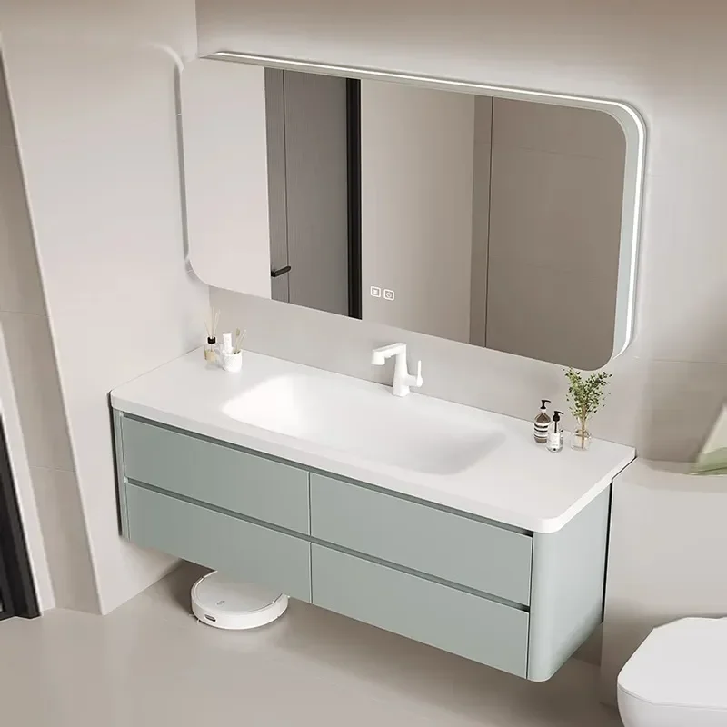DuPont Corian Integrated Basin Bathroom Cabinet Simple Hand Wash Face Basin Toilet Cream Wind Washstand