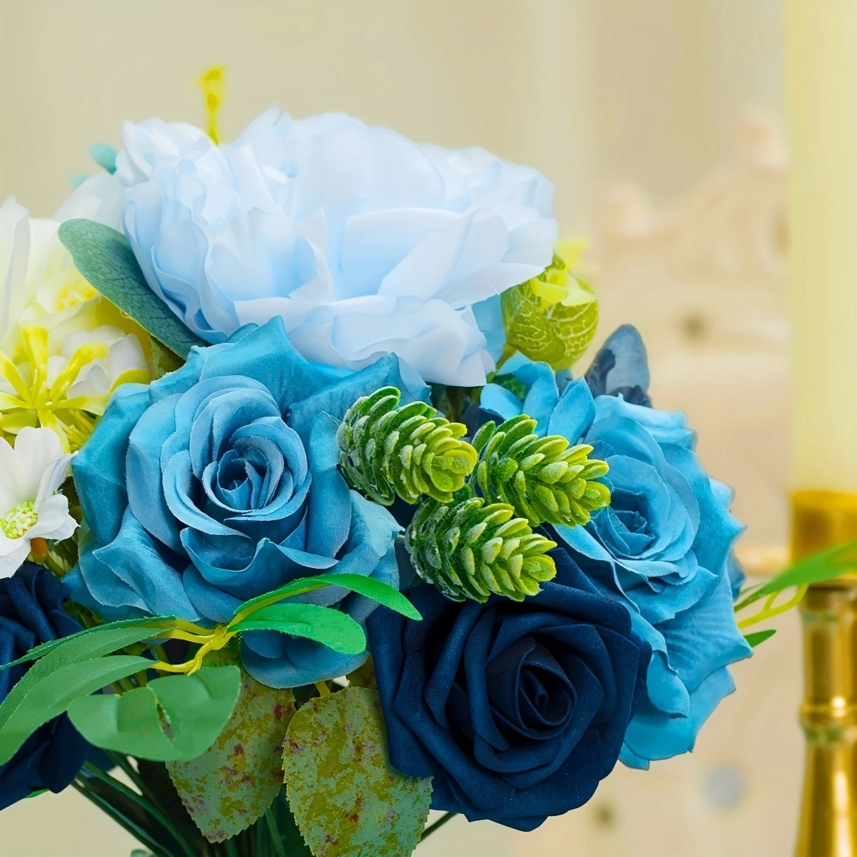Blue rose artificial flower combination box set, bride bouquet, outdoor/indoor DIY center piece, flowers for decoration