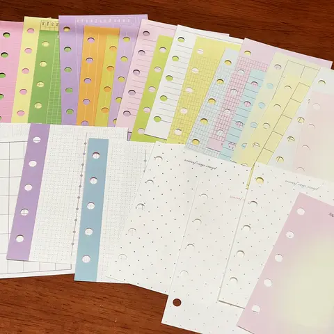Colored Loose Leaf Refill Pages A7 M5 A6p  Grid Lined Dot Design Journal Inner Pages Memo Pad 30P Memo Pads