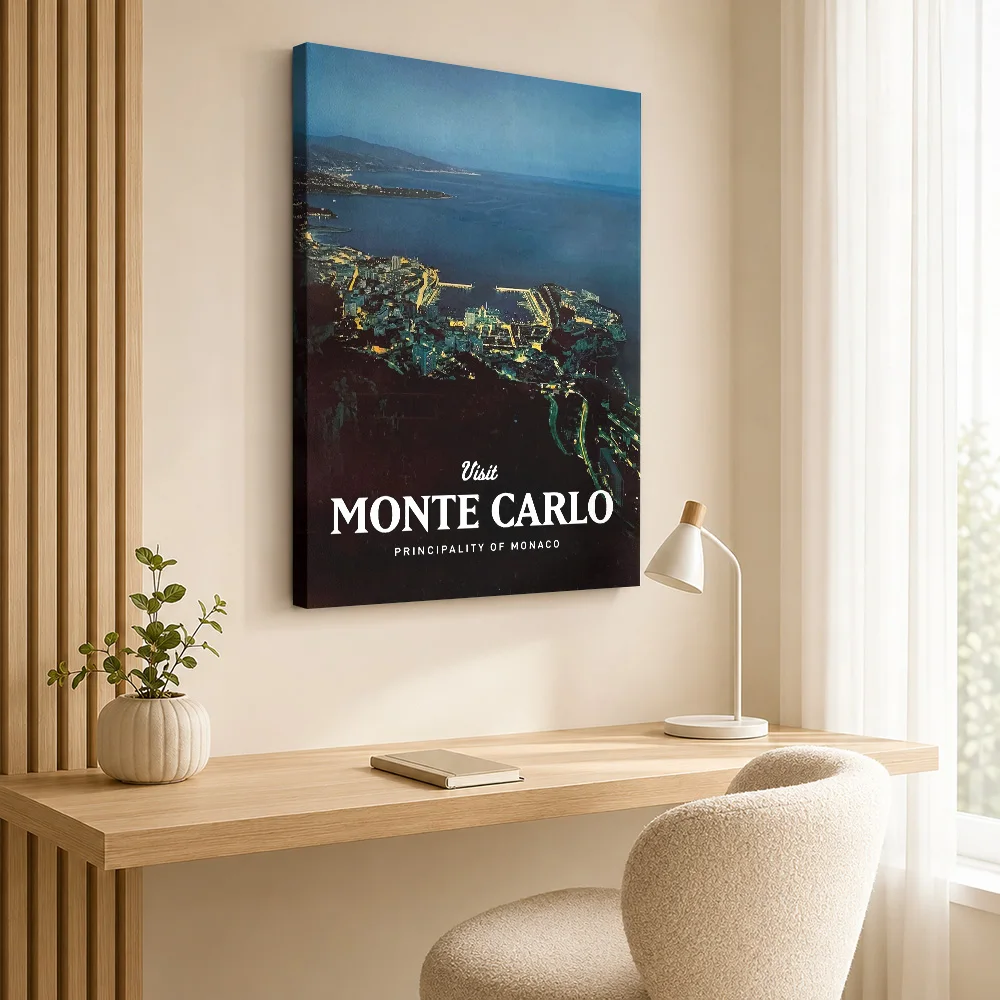 Visit Monte Carlo Framed Canvas Print Poster Personalized Modern Aesthetic Wall Paintings Decoration for Bedroom Ready to Hang