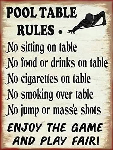 Vintage Tin Sign Pool Table Rules Billards Nostalgic Art Decoration Retro Metal Poster for Home Bar Store Cafe Club Farm Garage