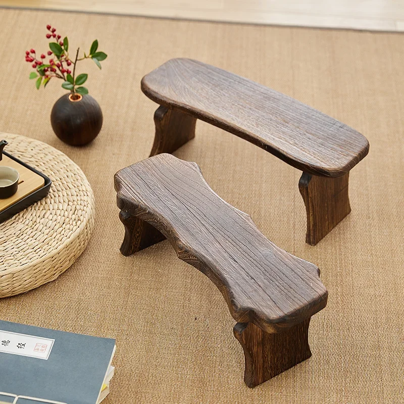 Japanese Style Long Stool Solid Wood Shoe Bench Modern Bay Window Low Stool Porch Foot Seat Creative Kids Chair for Living Room