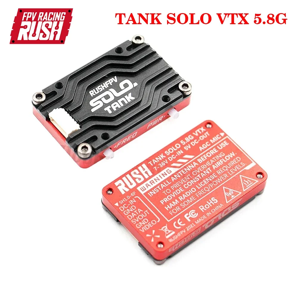 AvaCoreRUSHFPV RUSH TANK SOLO VTX 5.8G 48CH PitMode Pitmode 25mW 400mW 800mW 1.6W Adjustable 2-6S Microphone For FPV Long Range