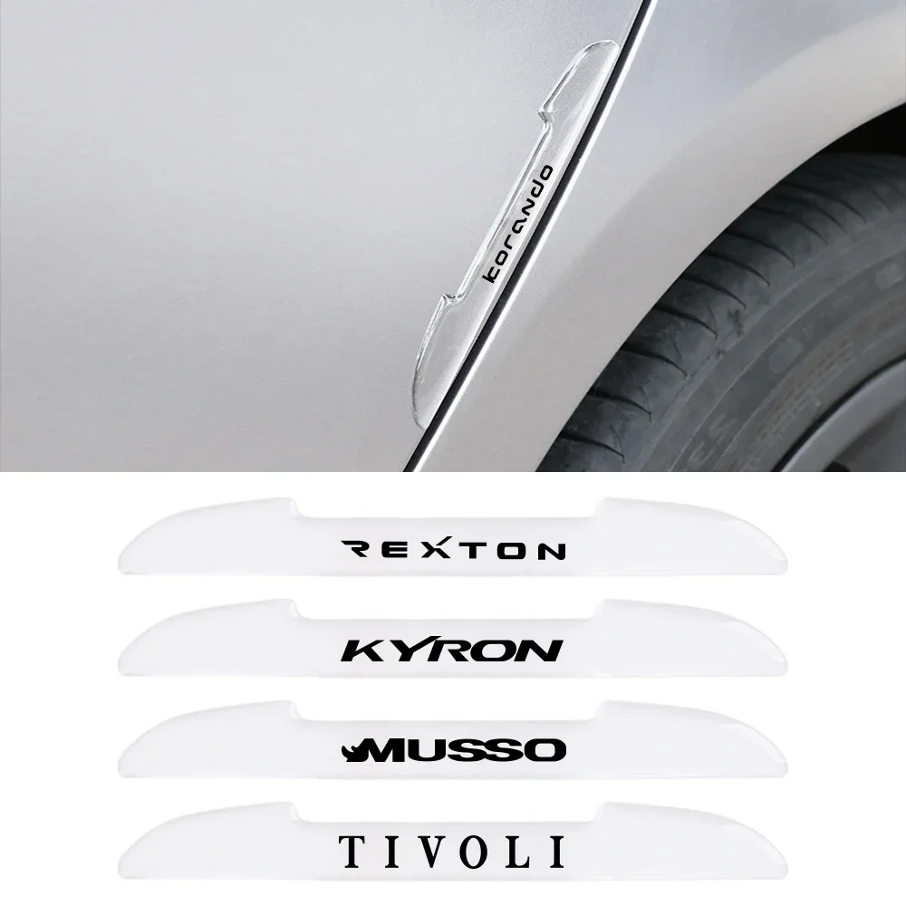 4PCS Car Anti-Collision Strips Protective Decor Stickers Auto Accessories For Ssangyong Korando Kyron Musso Rexton Tivoli Actyon