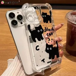 For Google Pixel 9 8 8A 7 Pro 7A 6A 6 Pro Phone Case Cute Black Cat Air Bag Shockproof Soft Cover