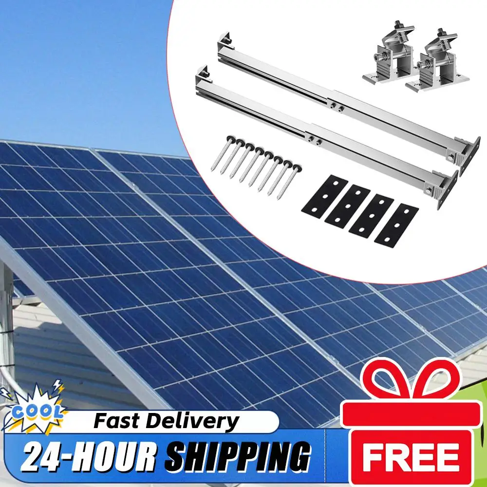 

Solar Panel Mounting Rack Adjustable Solar Panel Mounting Bracket Aluminum Alloy Flat Roof Mount Holder 15-30 Degrees