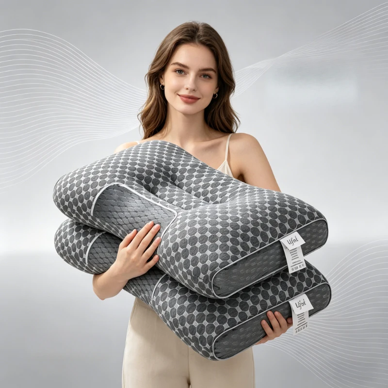 2 Almohadas Ergonómicas para el Cuello, Almohada Ortopédica Ajustable para Todas las Estaciones, para Dormir