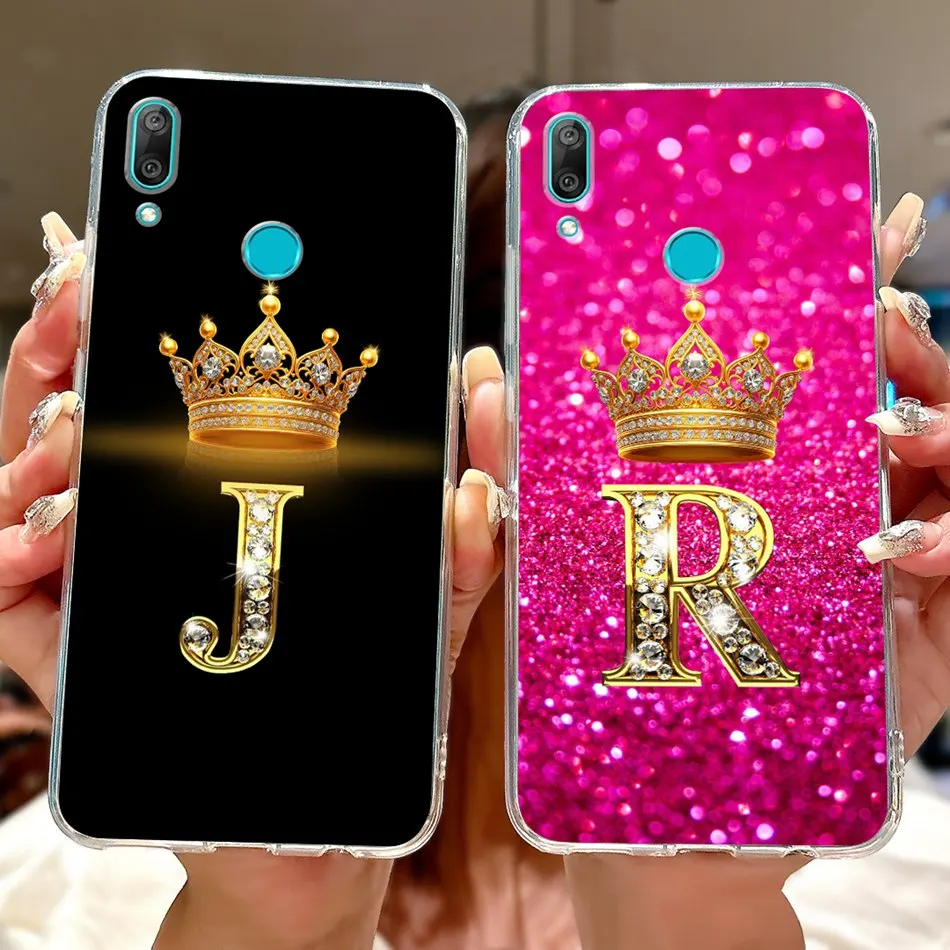 For Huawei Y7 (2019) Phone Case Y7 Prime 2019 Y 7 Pro (2019) DUB-LX2 LX1 LX3 Fashion New Crown Letter Soft Silicone TPU Cases