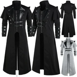 Vintage männer Gothic Steampunk Lange Jacke Trenchcoat Retro Medieval Warrior Ritter Mantel Männlichen Victoria Lange Mantel Plus Größe