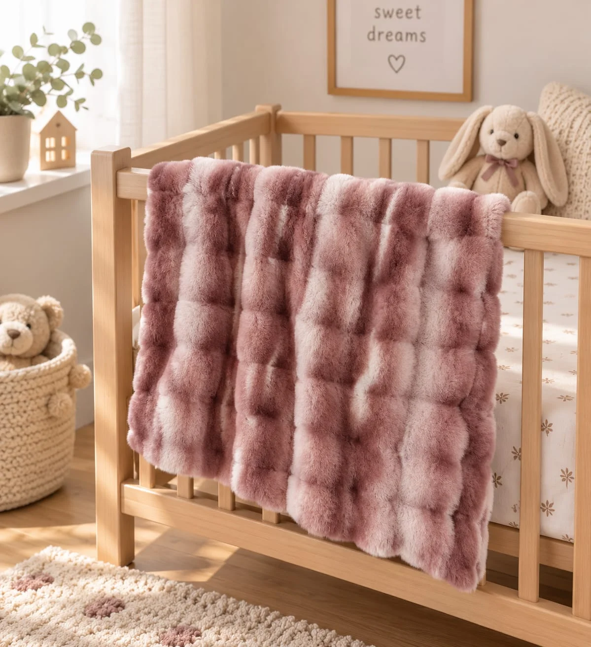2026 Mali's AW Luxury Boutique Gradient Soft Warm Bubble Flannel Sofa Blanket Family Matching for Living Room Daily Use