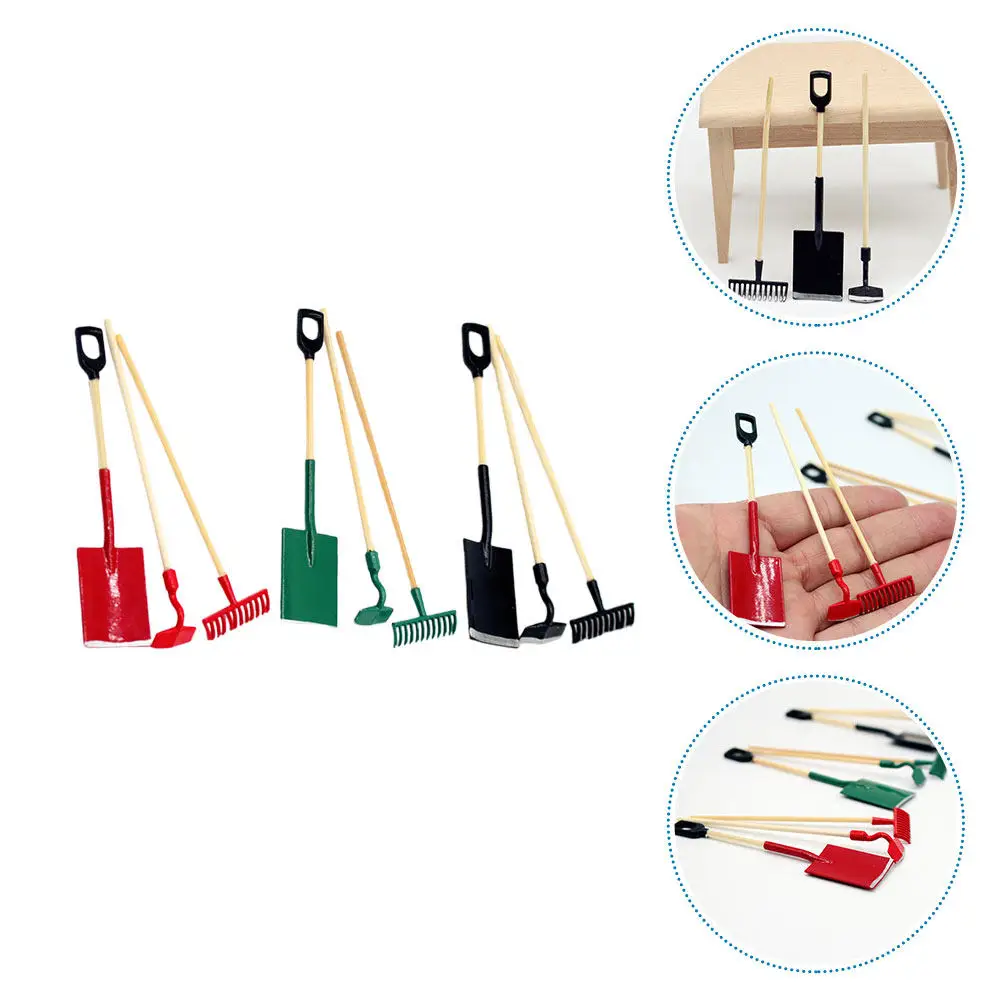 

3Sets Mini Garden Tools Simulated Farm Gardening Accessories for Mini House Scene Layout Micro Landscape Decor and Home Desktop