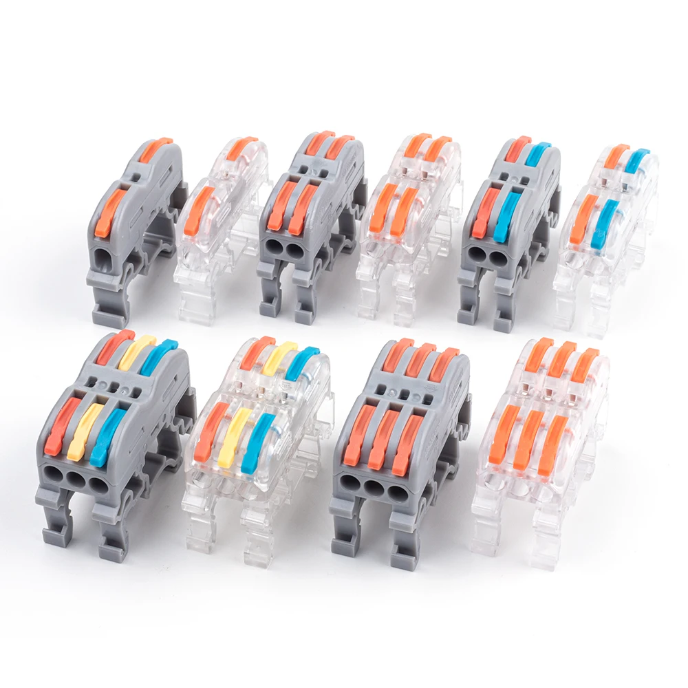 10PCS 2/4/6Pin Quick Cable Connectors Din Rail K412-413-414 Wire Electrical Cable Spring Splicing Push-in Terminal Block Copper