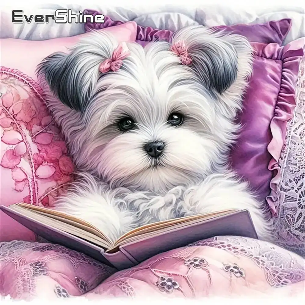 Evershine Vollquadrat Rund Diamant Malerei Hund Tier Cartoon Bild Von Strass DIY Diamant Mosaik Buch Handgemachtes Geschenk