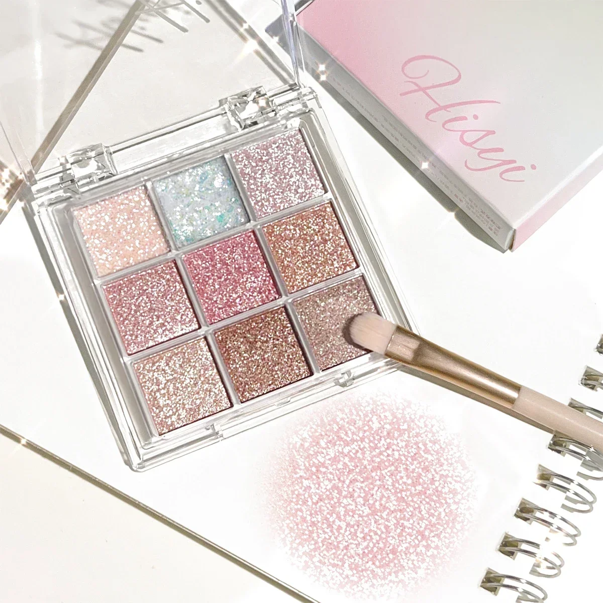 9-Color Eyeshadow Disc, Super Flash, Fine Flash, Pearlescent Glitter, Highlight, Brighten Face Makeup Makeup Eyeshadow Palette image 4